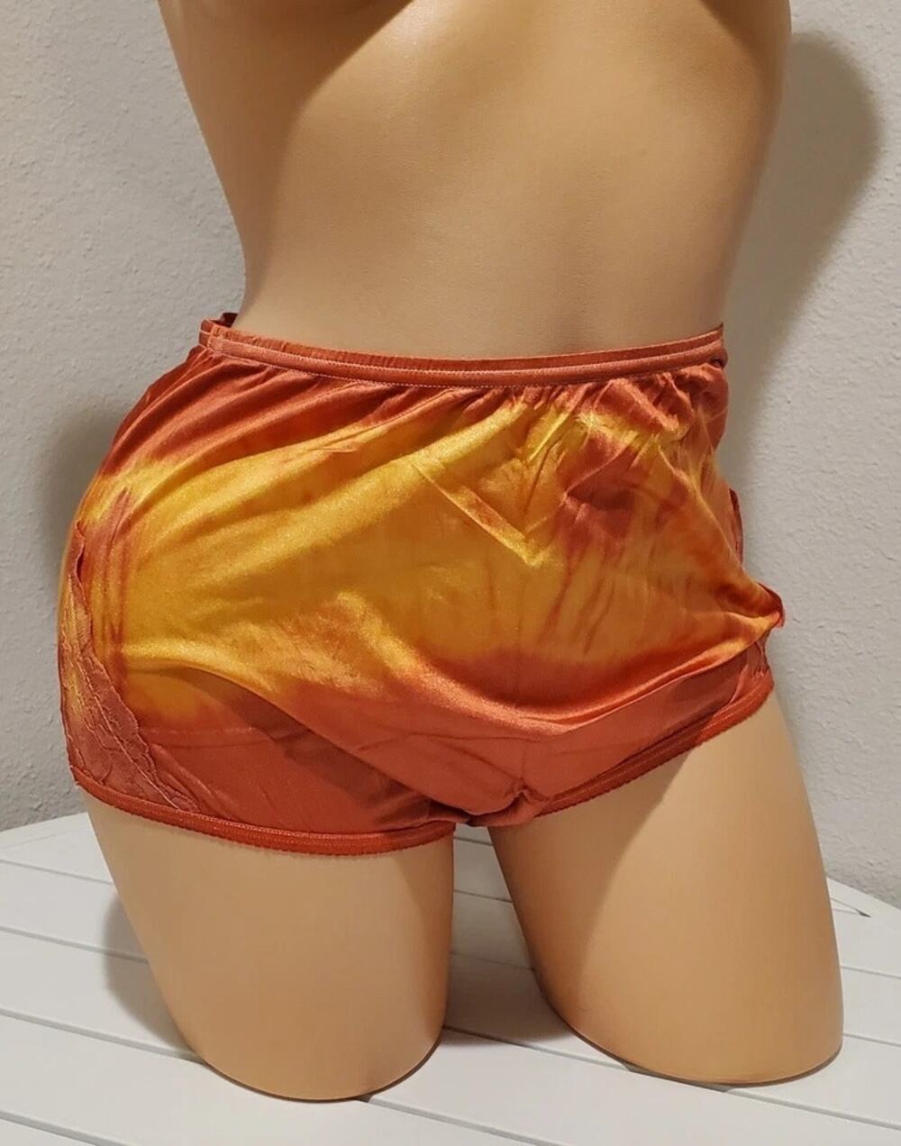Vanity Fair Lace Nouveau Nylon Full Cut Panty Lace Shiny Flame Rainbow Shift 6/M